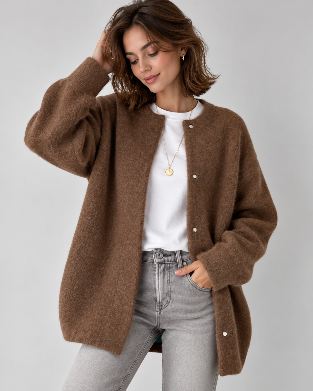 Genevia Eleganter Strick Strickjacke