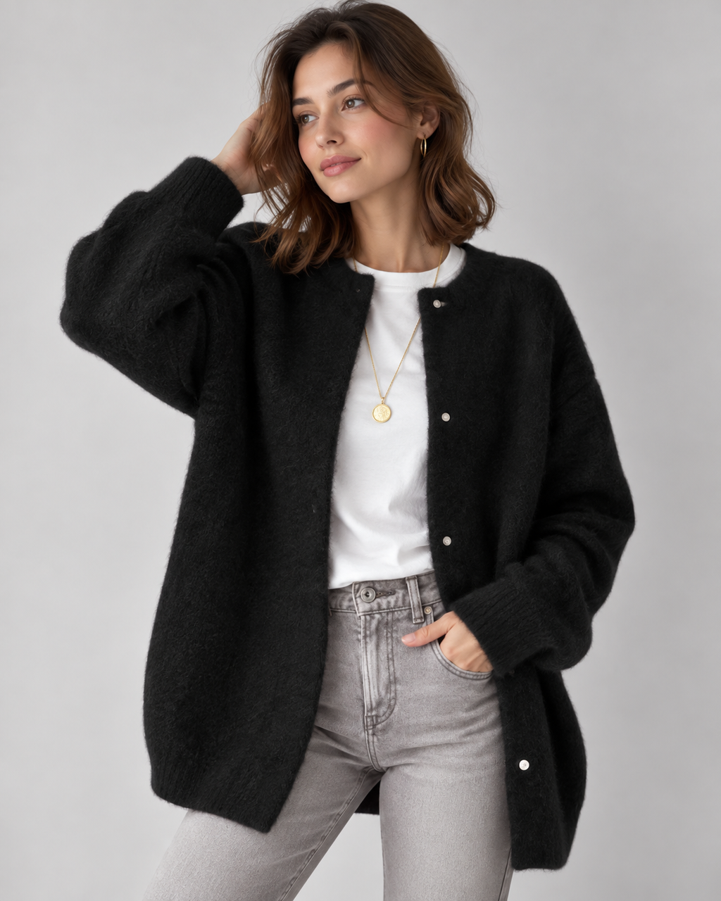 Genevia Eleganter Strick Strickjacke