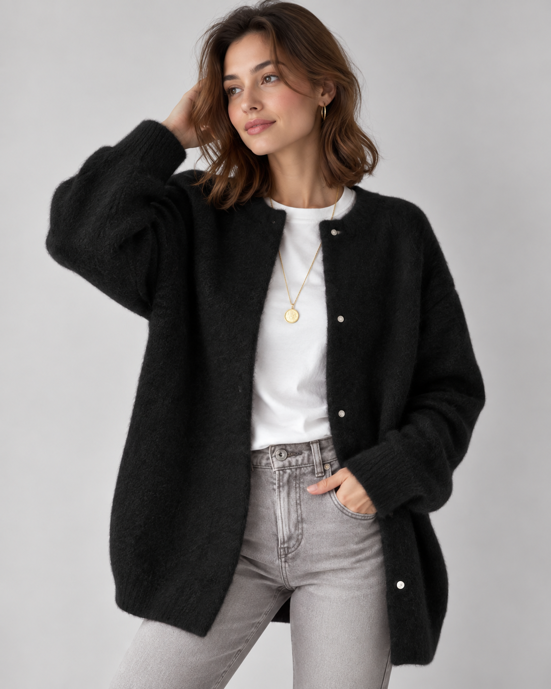Genevia Eleganter Strick Strickjacke