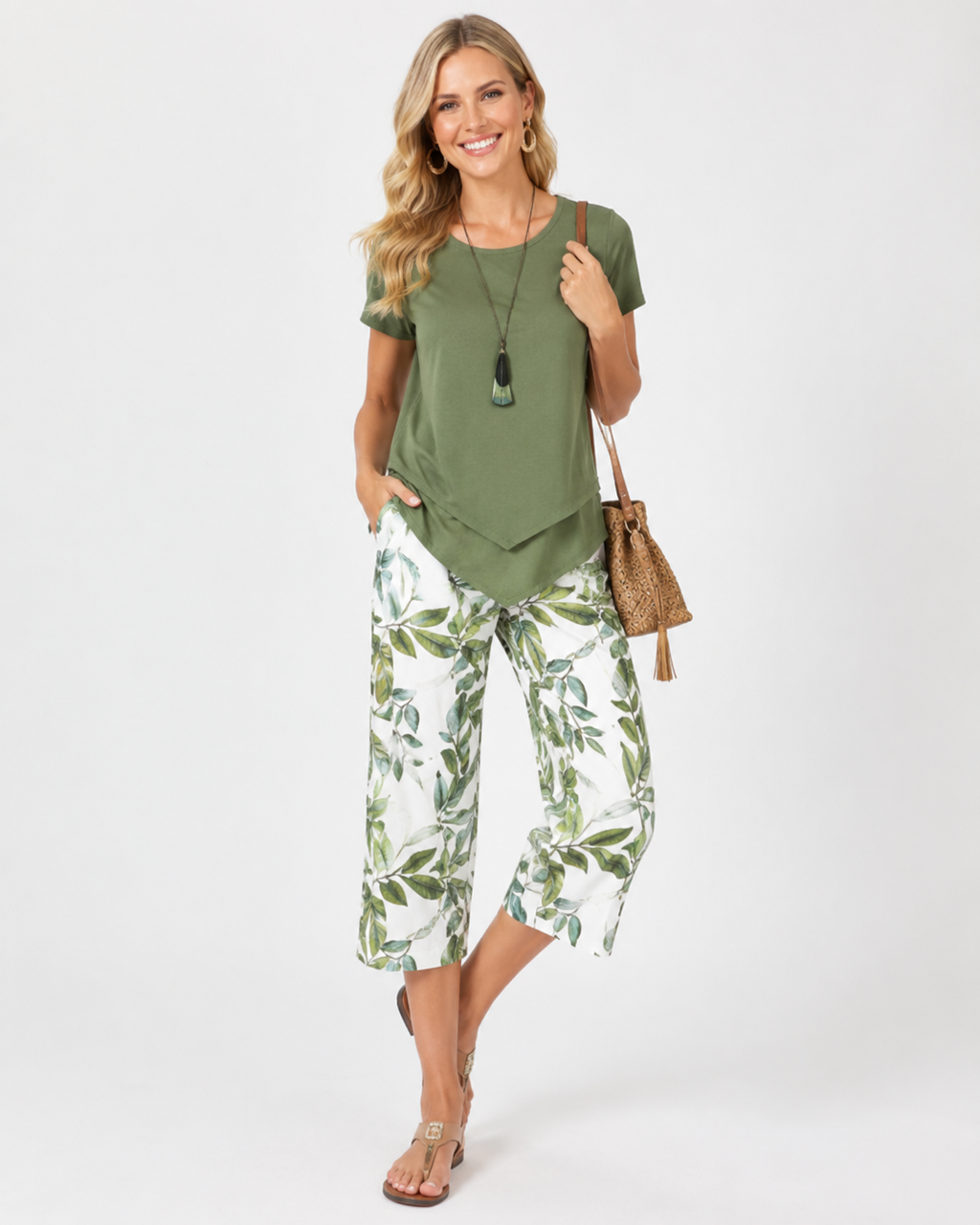 Kaufberg | Blumenmuster Oberteil und Hose Set Elegantes Zweiteiliges