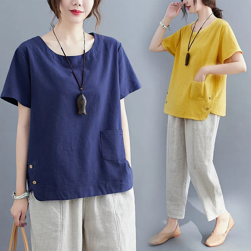 Bimiina | Vintage Baumwoll-Leinen Top