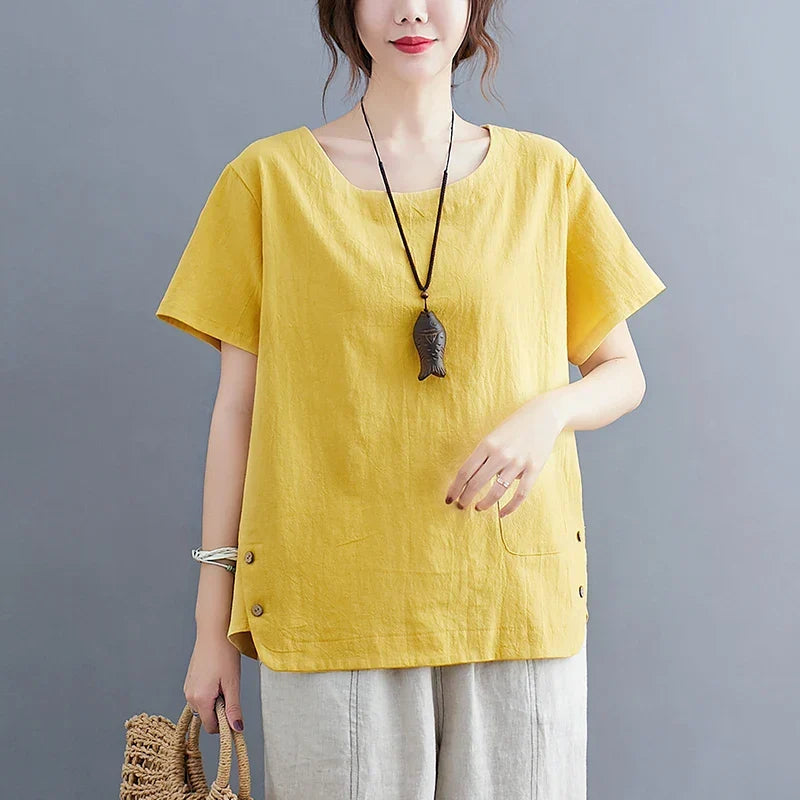 Bimiina | Vintage Baumwoll-Leinen Top