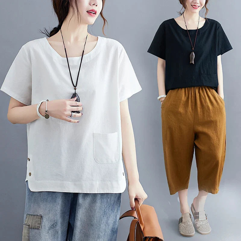 Bimiina | Vintage Baumwoll-Leinen Top