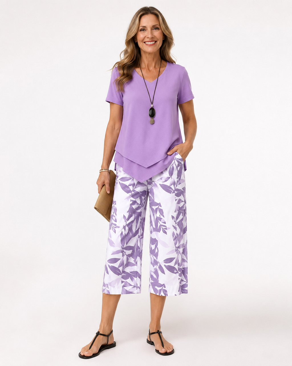 Kaufberg | Blumenmuster Oberteil und Hose Set Elegantes Zweiteiliges
