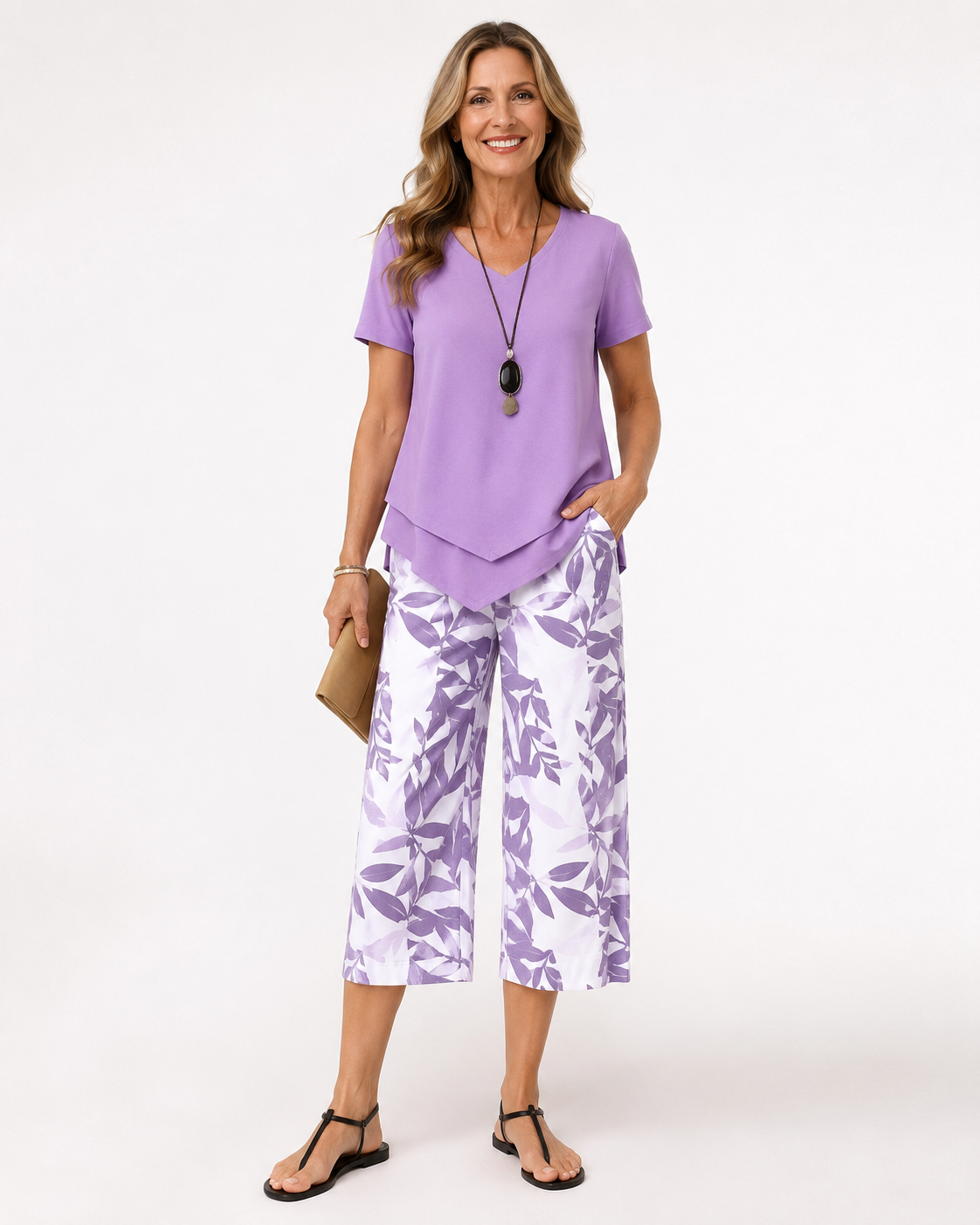 Kaufberg | Blumenmuster Oberteil und Hose Set Elegantes Zweiteiliges