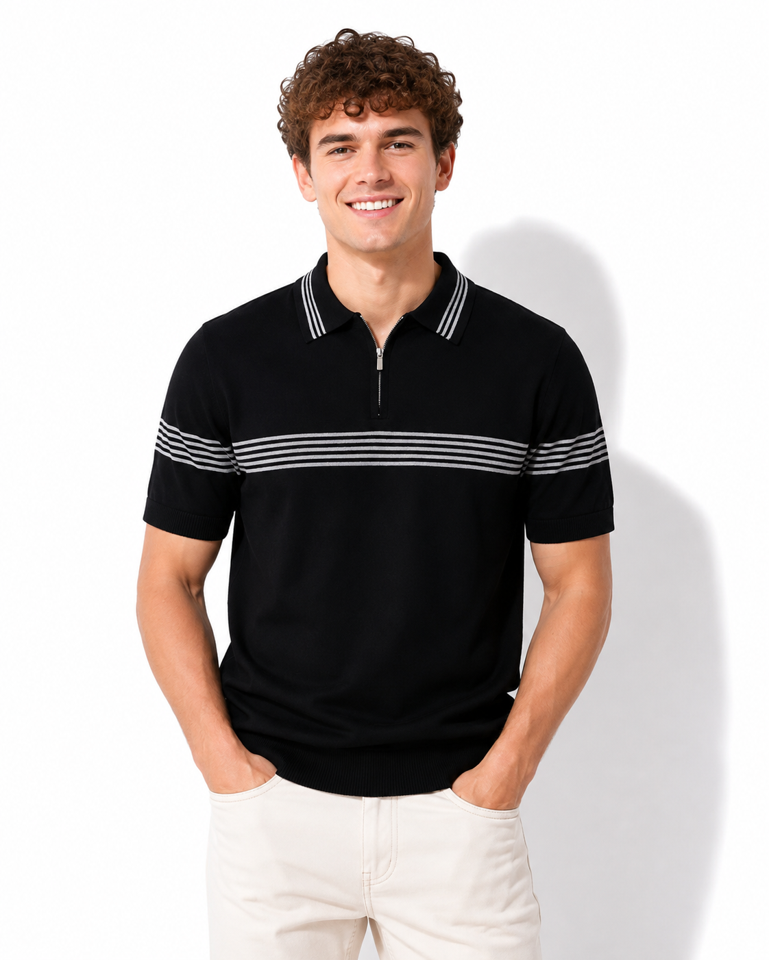 Linienstil Herren Polo-Shirt