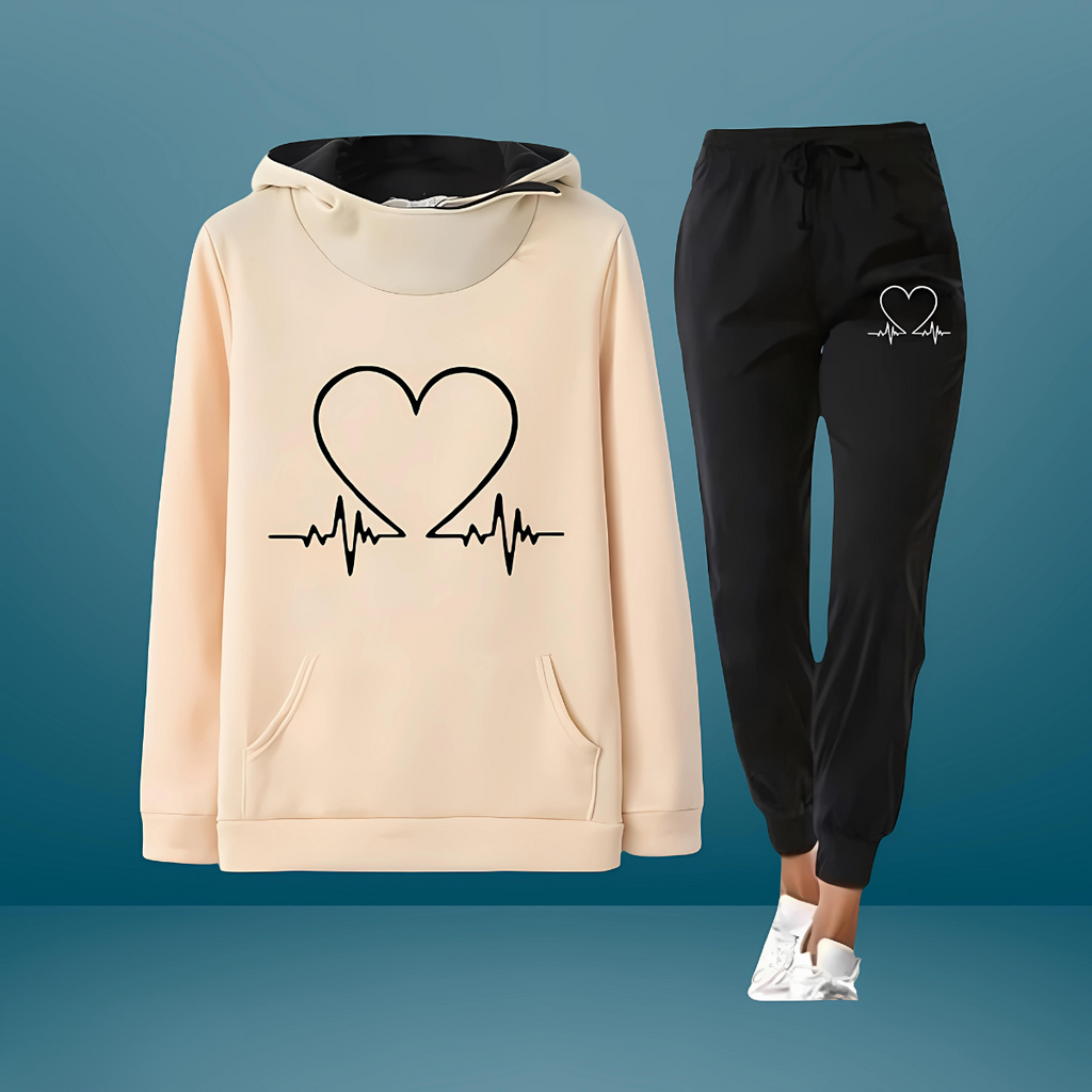 Alexandra – 2 Teiliger Trainingsanzug Setz mit Herz Print