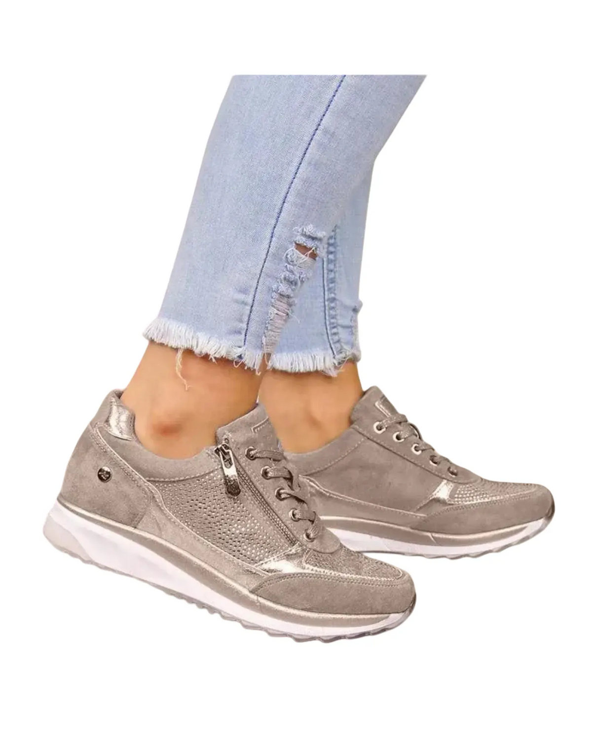 Kaufberg| Damen Sneaker mit Reißverschluss für Freizeit & Arbeit