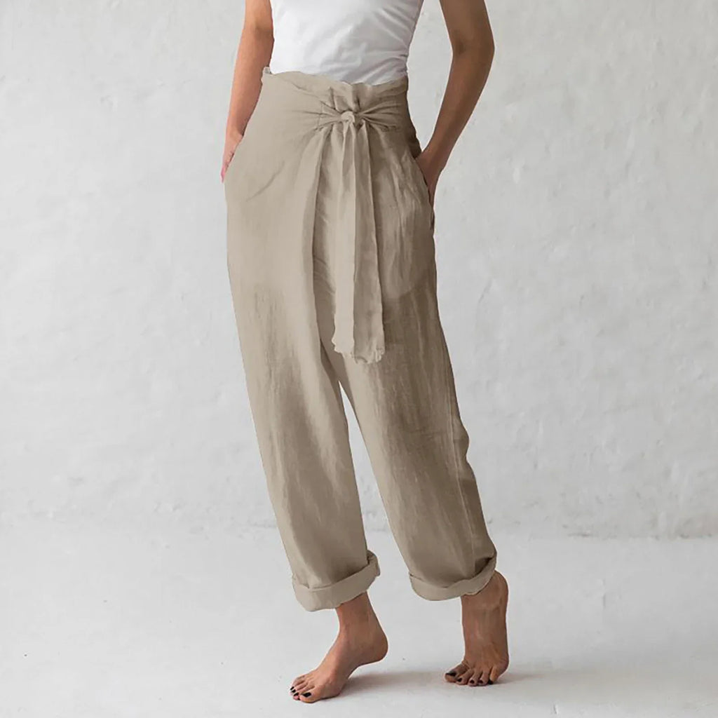 Danica | Weite Stoffhose mit hohem Bund und Gürtel