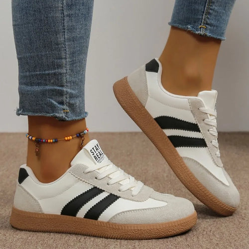 Aaliyah | Damen Freizeit Atmungsaktive Gestreifte Schnürschuhe