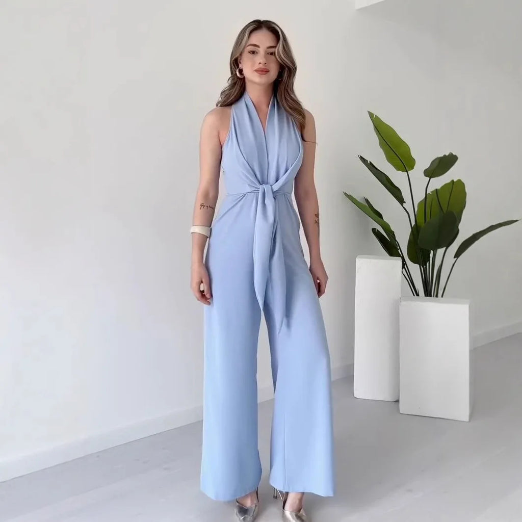 Ximena | V-Ausschnitt Schnürung Weite Hosen Overall Damenbekleidung