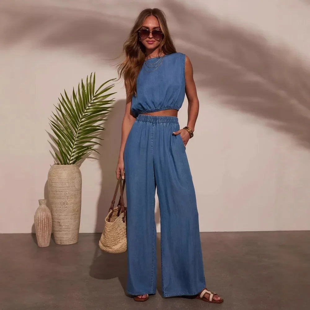 Isadora | Set mit Crop Top und Hose mit Gummibund