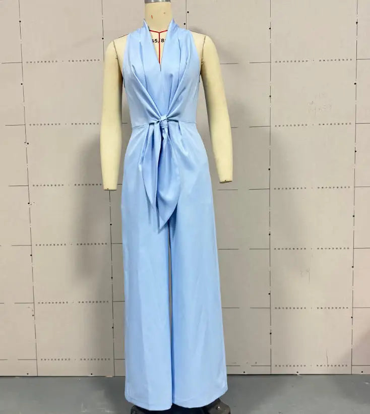 Ximena | V-Ausschnitt Schnürung Weite Hosen Overall Damenbekleidung
