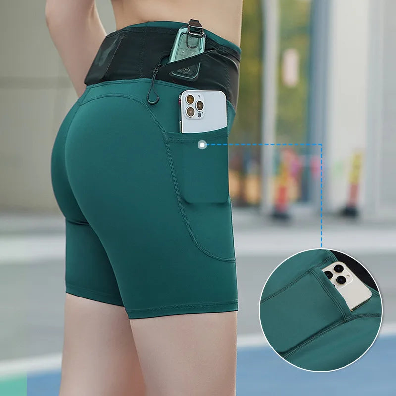 Riri | Hoch elastische Damen-Kompressionsshorts mit Taschen