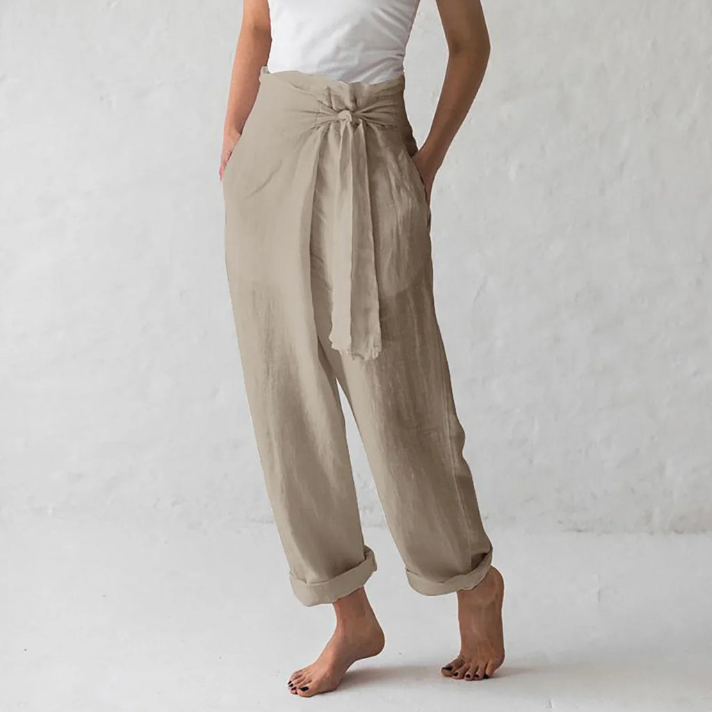 Danica | Weite Stoffhose mit hohem Bund und Gürtel