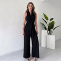 Ximena | V-Ausschnitt Schnürung Weite Hosen Overall Damenbekleidung