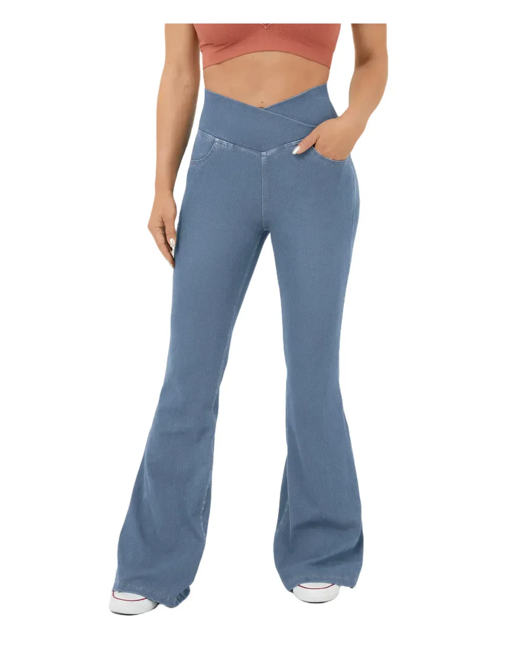 Damen Jeans mit ausgestelltem Bein und bequemem Sitz