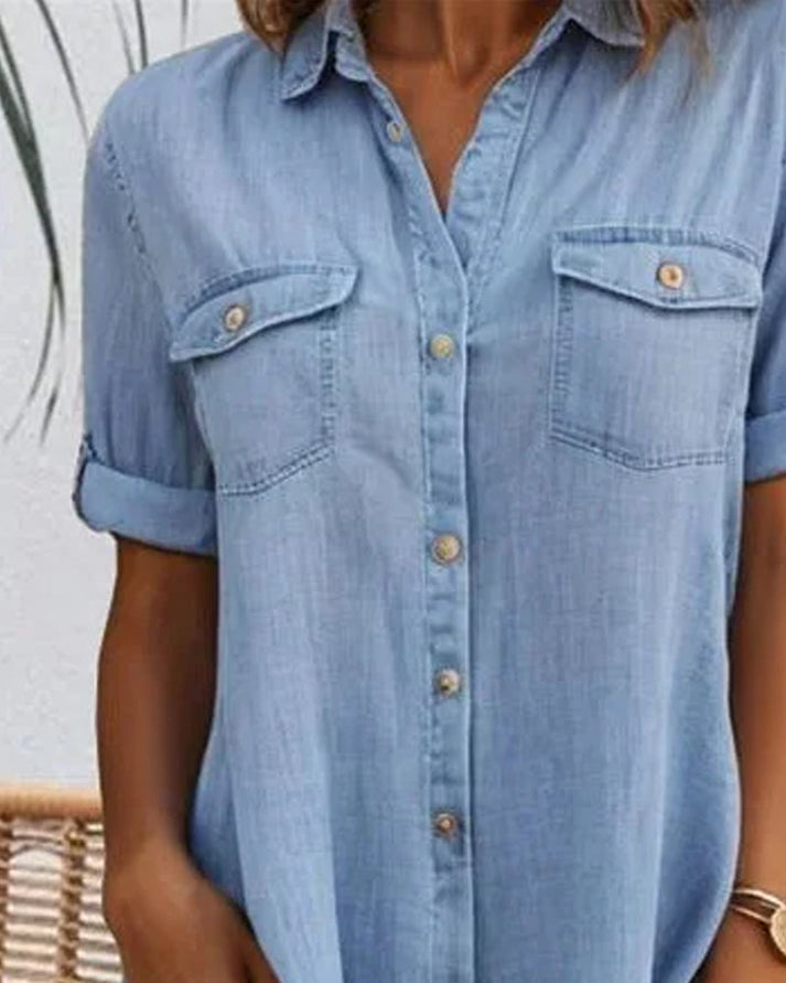 Miraina | Kurzärmeliges Denim-Kleid