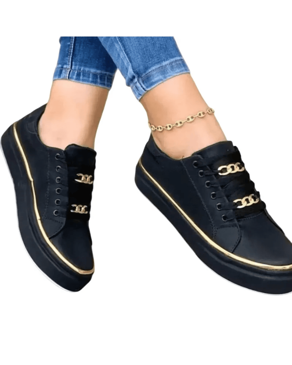 Kaufberg| Damen Sneaker weiß mit goldfarbenem Akzent für Arbeit & Freizeit