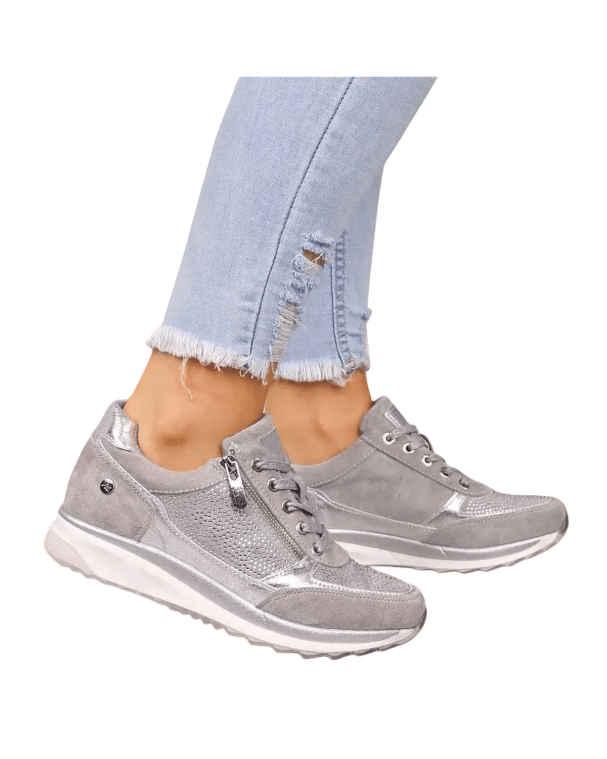 Kaufberg| Damen Sneaker mit Reißverschluss für Freizeit & Arbeit