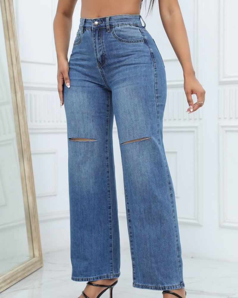 Damen Locker Geschnittene Denim-Jeans