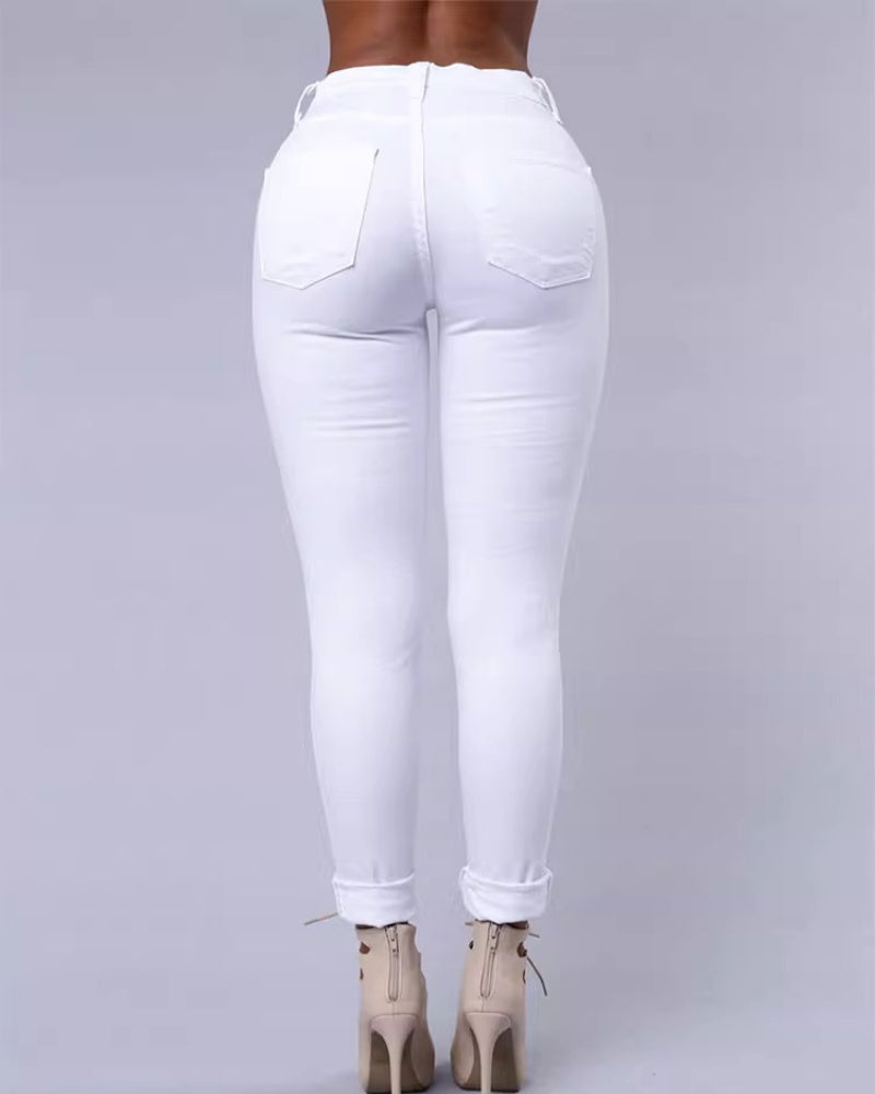Damen Figurbetonte Destroyed-Hose