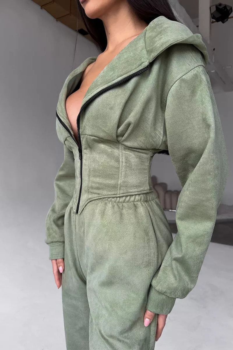 Damen Hoodie-Set – Gemütlicher Zweiteiler mit verstellbaren Kordelzügen