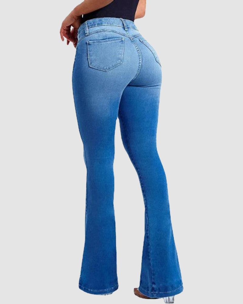Damen Enganliegende Bootcut-Jeans