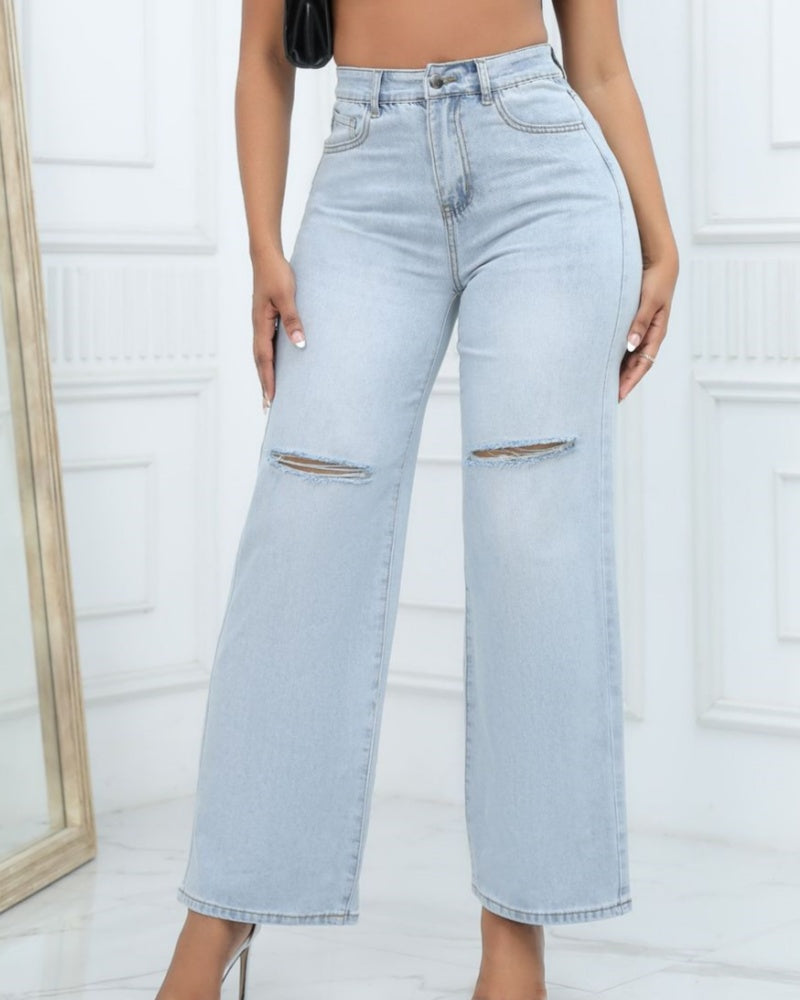 Damen Locker Geschnittene Denim-Jeans