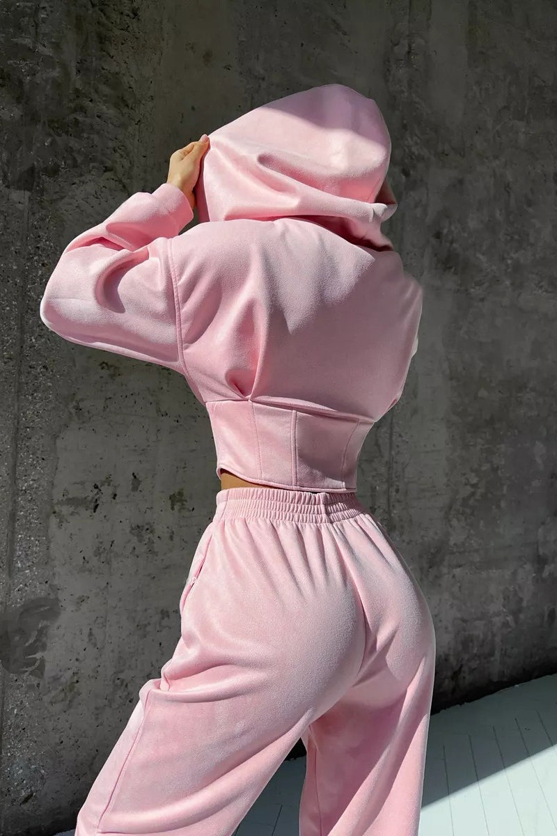 Damen Hoodie-Set – Gemütlicher Zweiteiler mit verstellbaren Kordelzügen