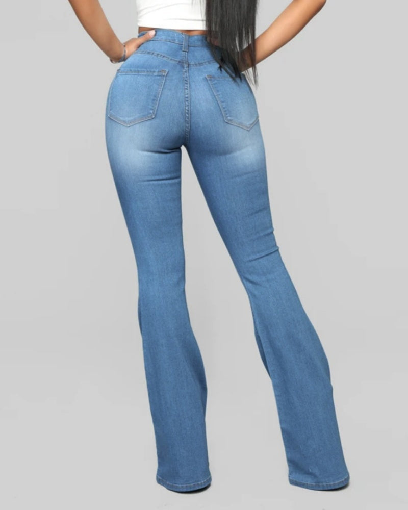 Damen High-Waist Schlagjeans