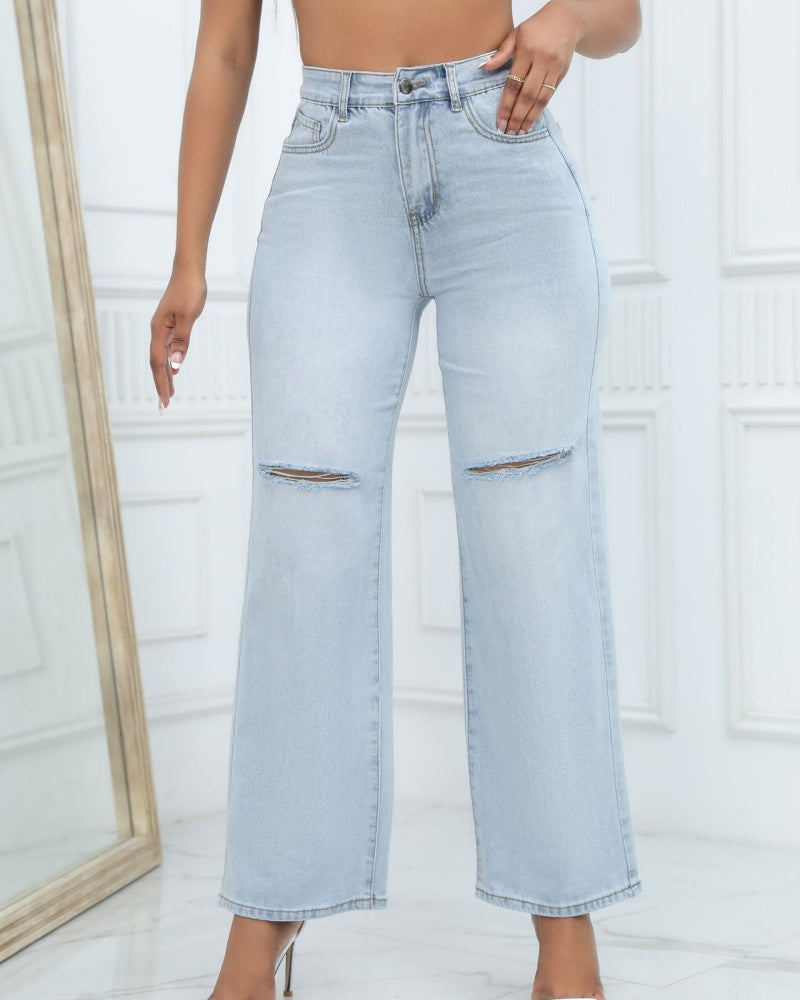 Damen Locker Geschnittene Denim-Jeans
